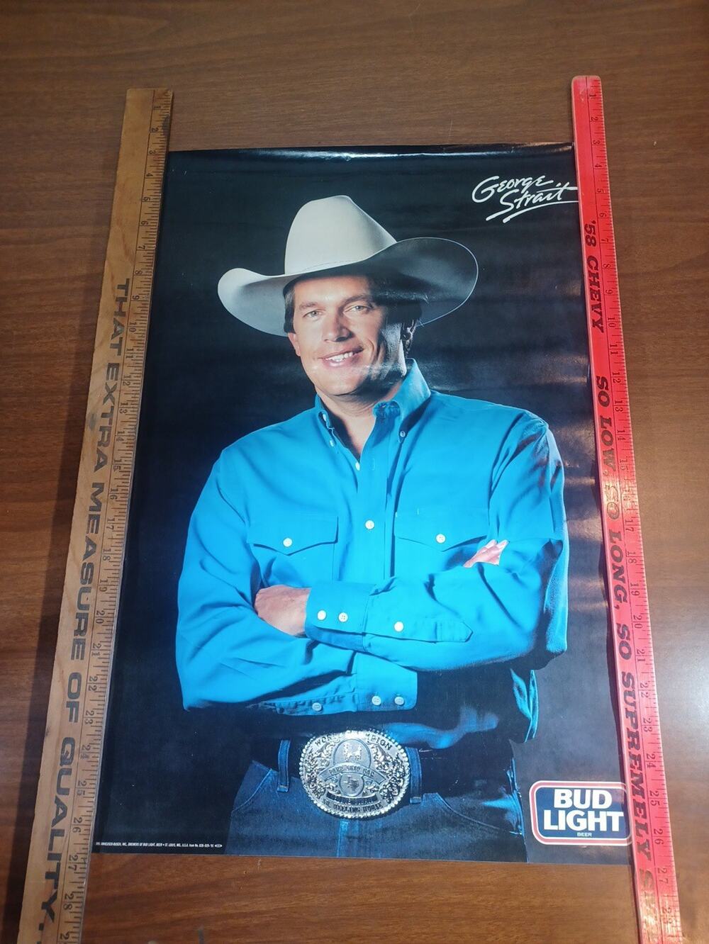 George Strait Bud Light 1991 Vintage Promo Poster Country Music Cowboy Original